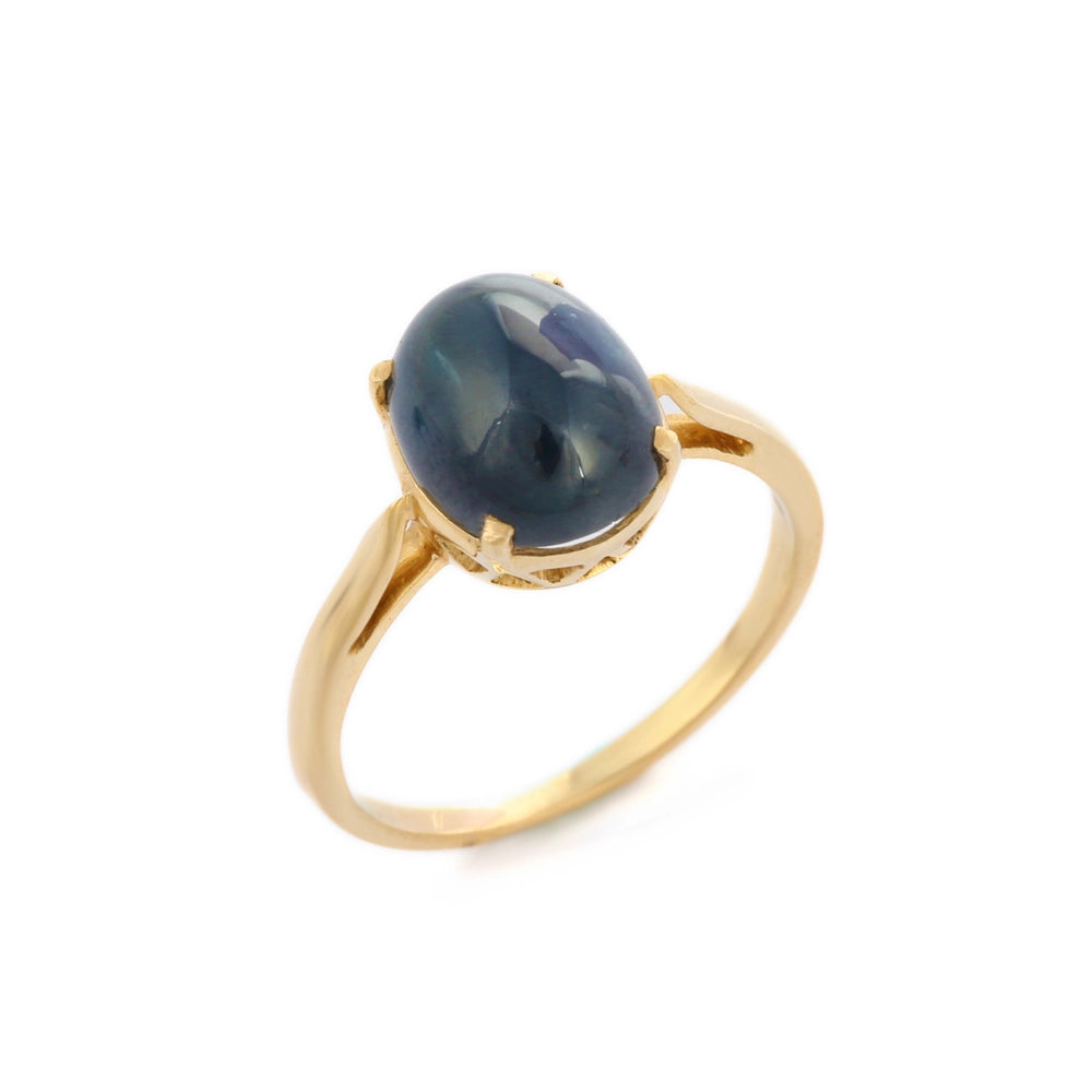 Trending Handmade Genuine Blue Sapphire 14K Solid Yellow Gemstone Ring