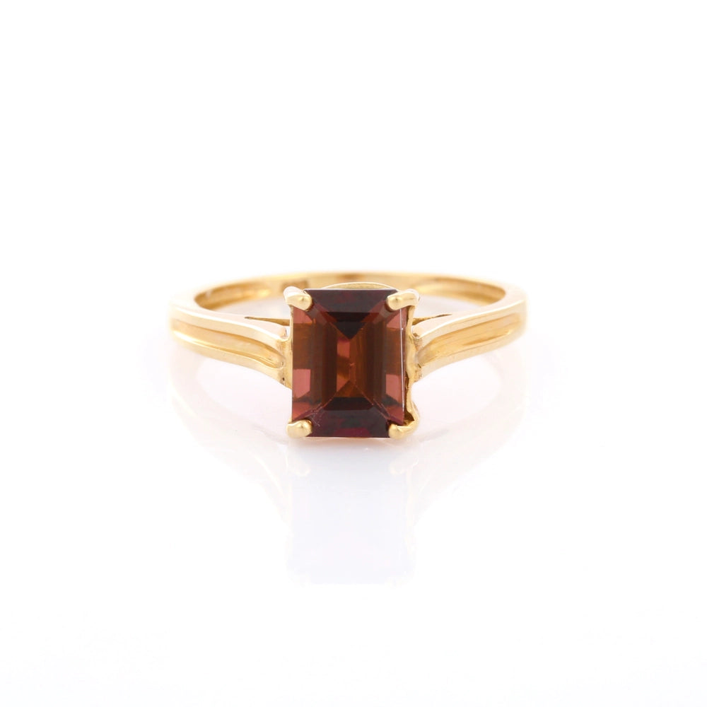 Custom Jewelry Natural Octagon Tourmaline 14K Solid Yellow Gold Minimal Ring