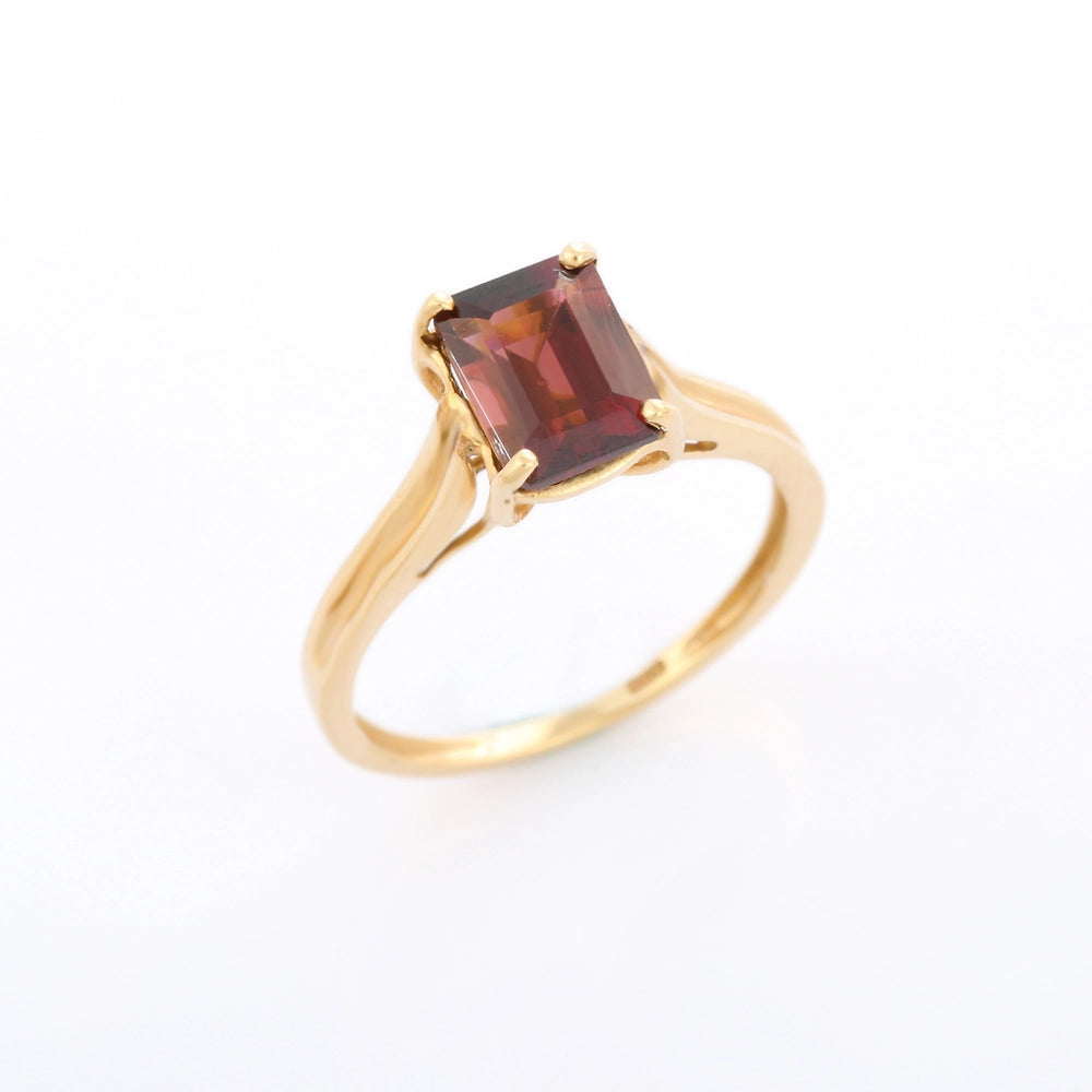 Custom Jewelry Natural Octagon Tourmaline 14K Solid Yellow Gold Minimal Ring