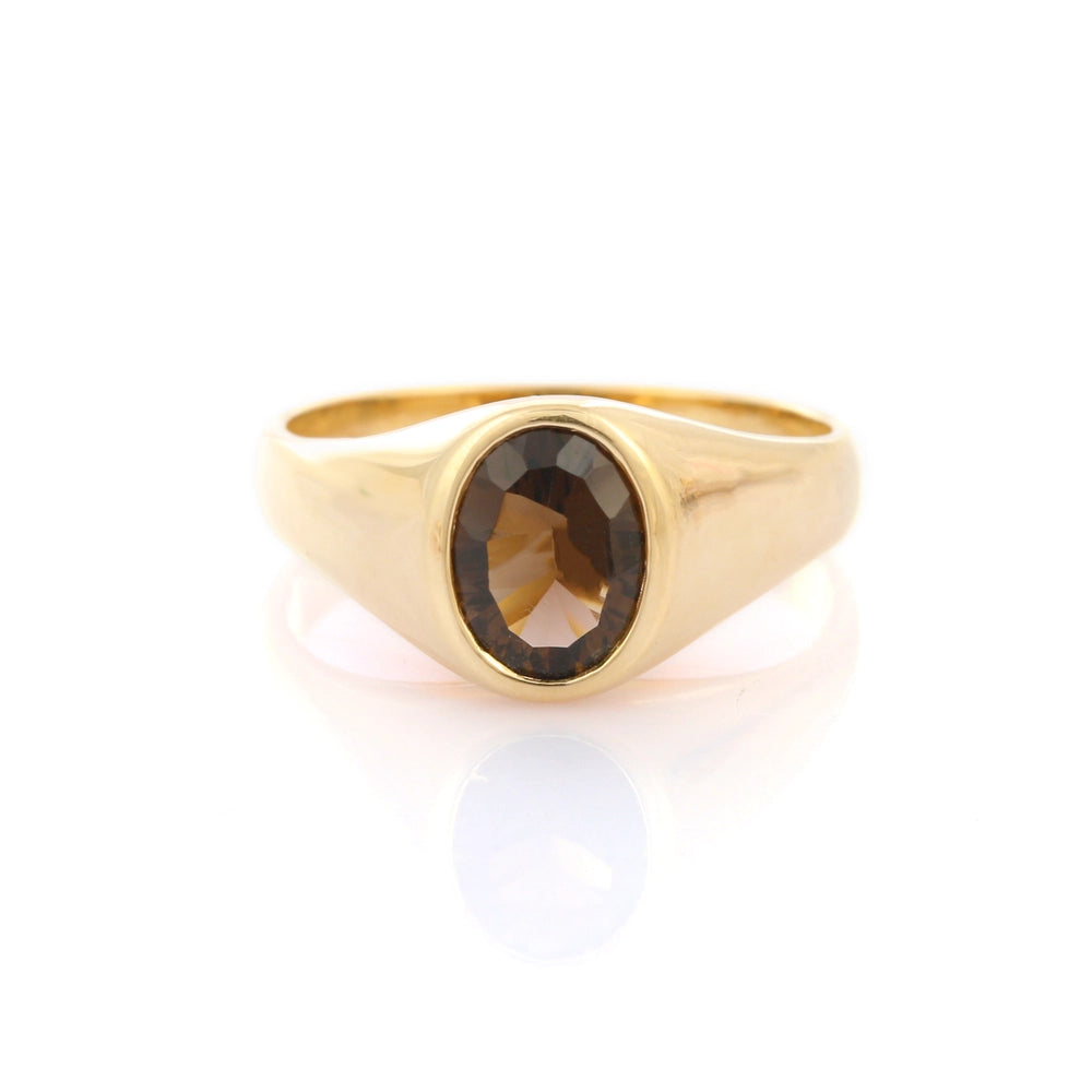 Wholesale Jewelry Natural Smoky Topaz 14K Solid Yellow Gold Gemstone Ring