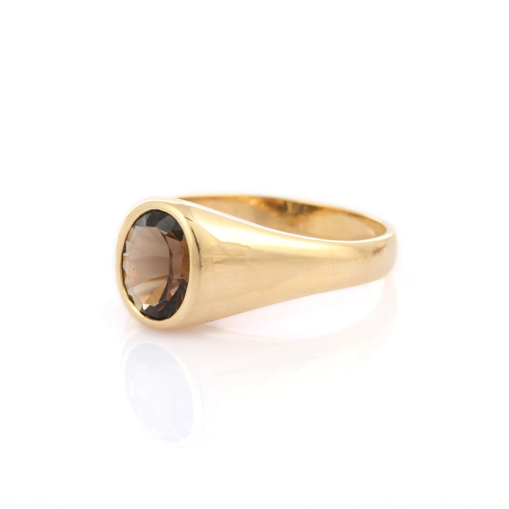 Wholesale Jewelry Natural Smoky Topaz 14K Solid Yellow Gold Gemstone Ring