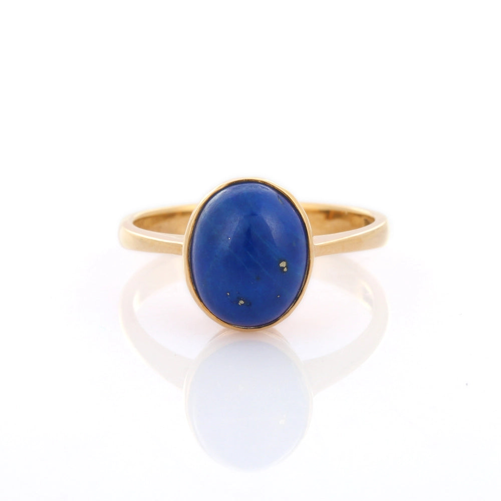 Trending Natural Lapis Lazuli 18K Solid Yellow Gold September Birthstone Ring