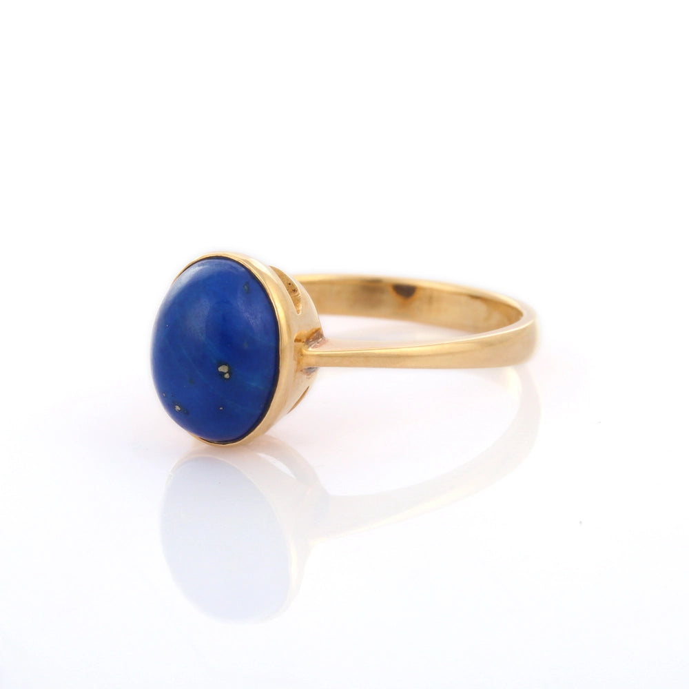 Trending Natural Lapis Lazuli 18K Solid Yellow Gold September Birthstone Ring