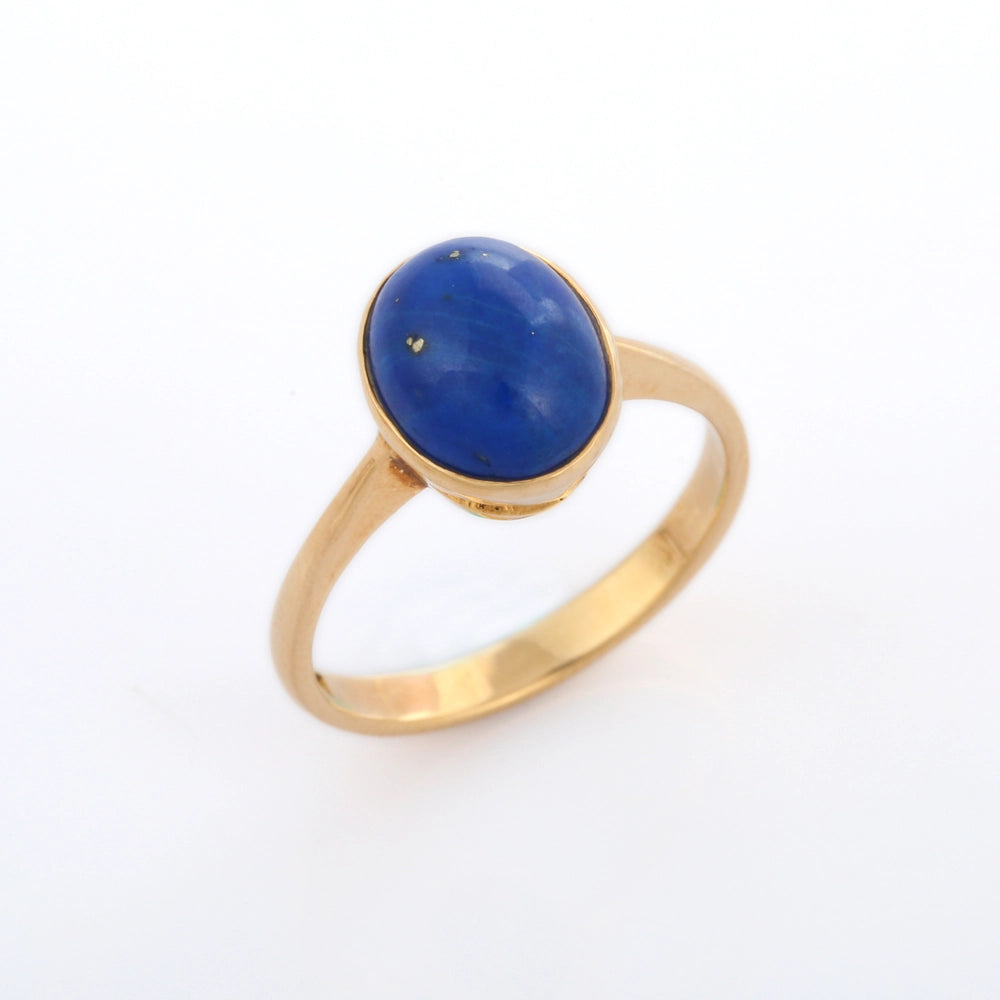 Trending Natural Lapis Lazuli 18K Solid Yellow Gold September Birthstone Ring