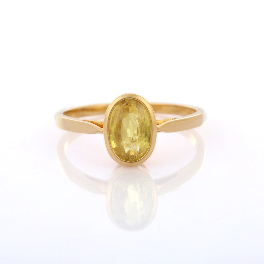 Best Selling Product Natural Yellow Sapphire 18K Solid Yellow Gold Unisex Ring