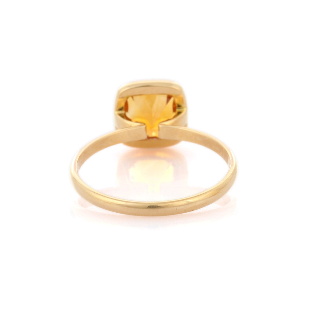 Best Selling Product Cushion Shape Natural Citrine 18K Yellow Gold Single Stone Ring