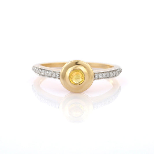 Handmade Designer Luxury Jewelry Genuine Yellow Sapphire 14K Fine Yellow Gold Stackable Band Ring