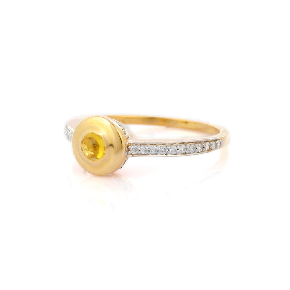 Handmade Designer Luxury Jewelry Genuine Yellow Sapphire 14K Fine Yellow Gold Stackable Band Ring