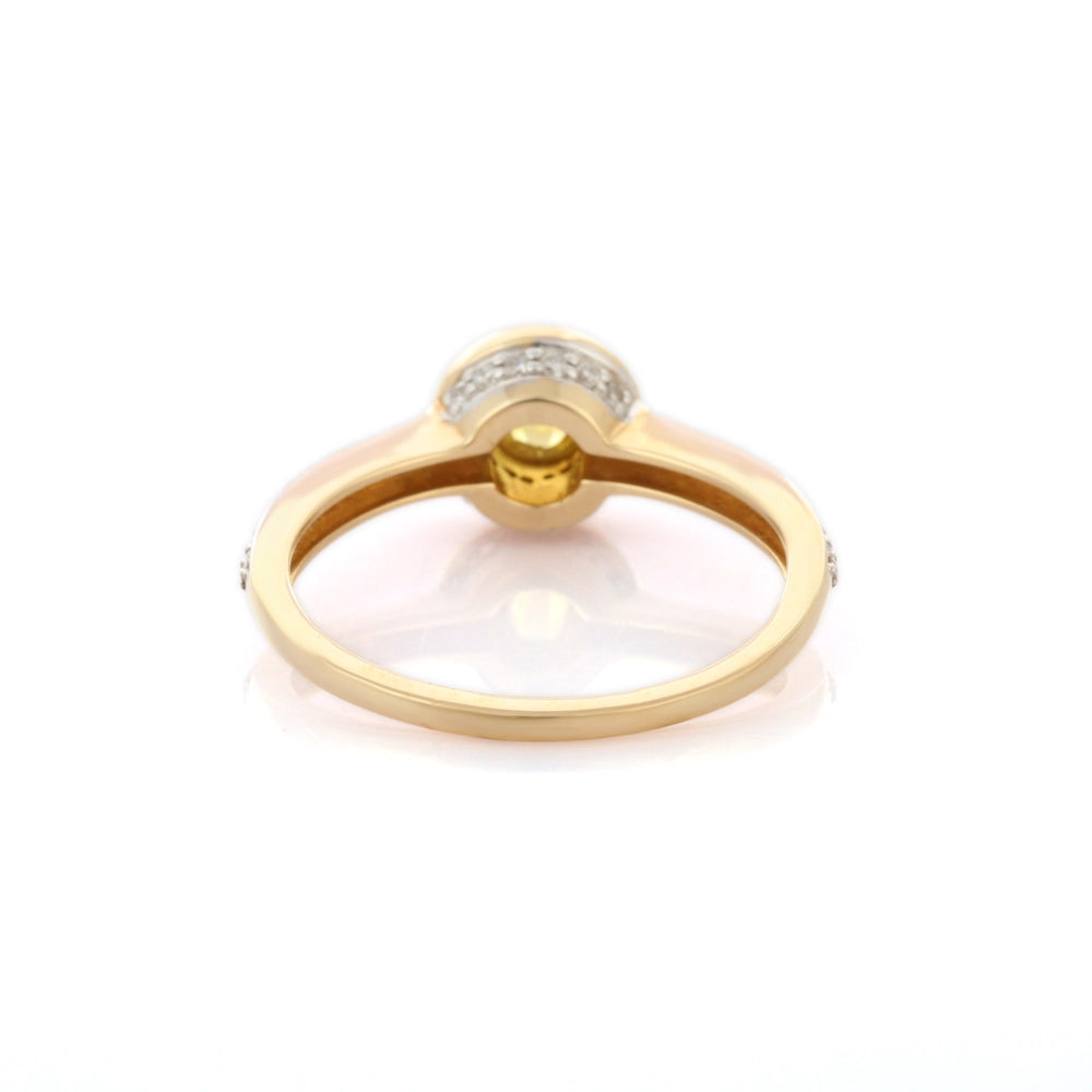 Handmade Designer Luxury Jewelry Genuine Yellow Sapphire 14K Fine Yellow Gold Stackable Band Ring