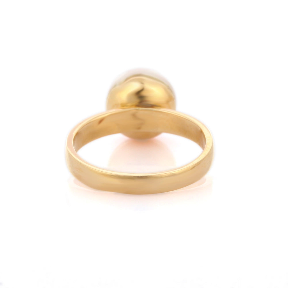 Best Selling Product Natural Round Pearl 18K Solid Yellow Gold Single Stone Ring