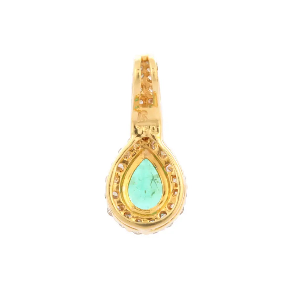 Customization Natural Emerald And Diamond 18K Solid Yellow Gold Green Gemstone Pendant