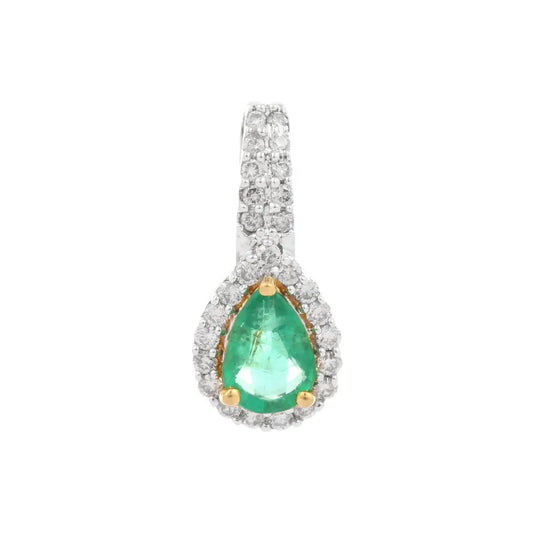 Customization Natural Emerald And Diamond 18K Solid Yellow Gold Green Gemstone Pendant