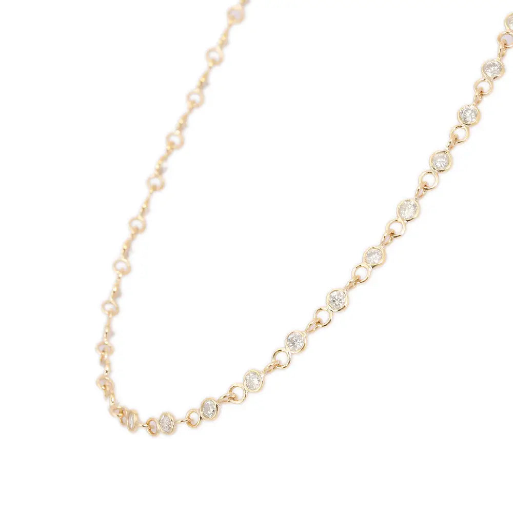 Fashionable Jewelry Natural Diamond 14K Solid Yellow Gold Link Chain Necklace