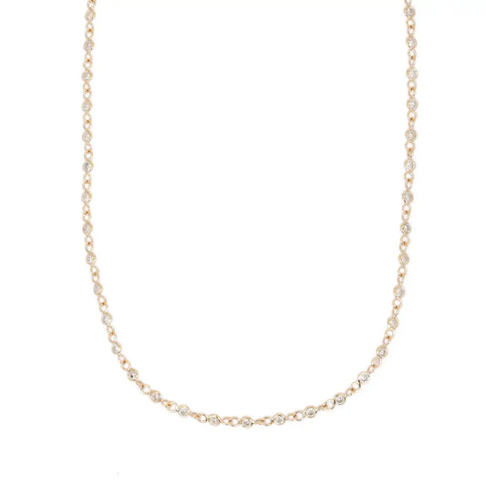 Fashionable Jewelry Natural Diamond 14K Solid Yellow Gold Link Chain Necklace