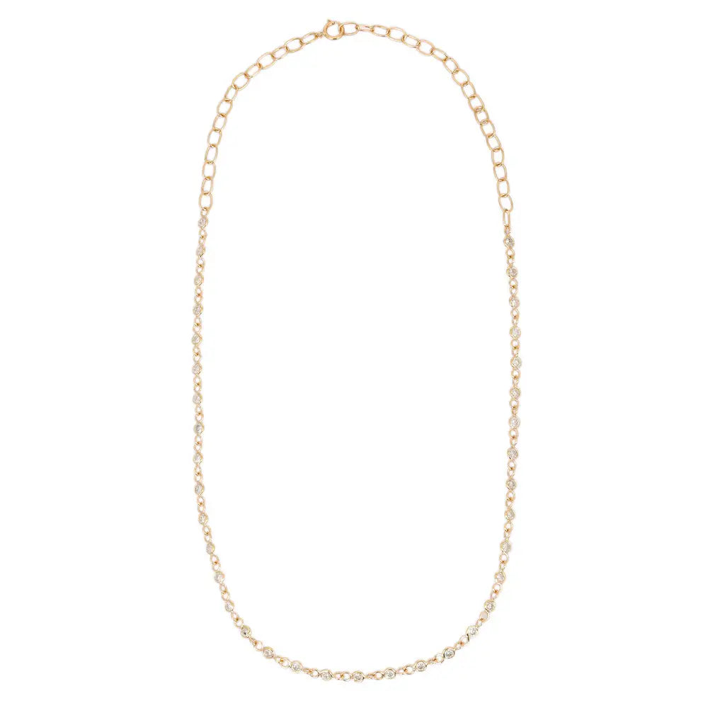 Fashionable Jewelry Natural Diamond 14K Solid Yellow Gold Link Chain Necklace