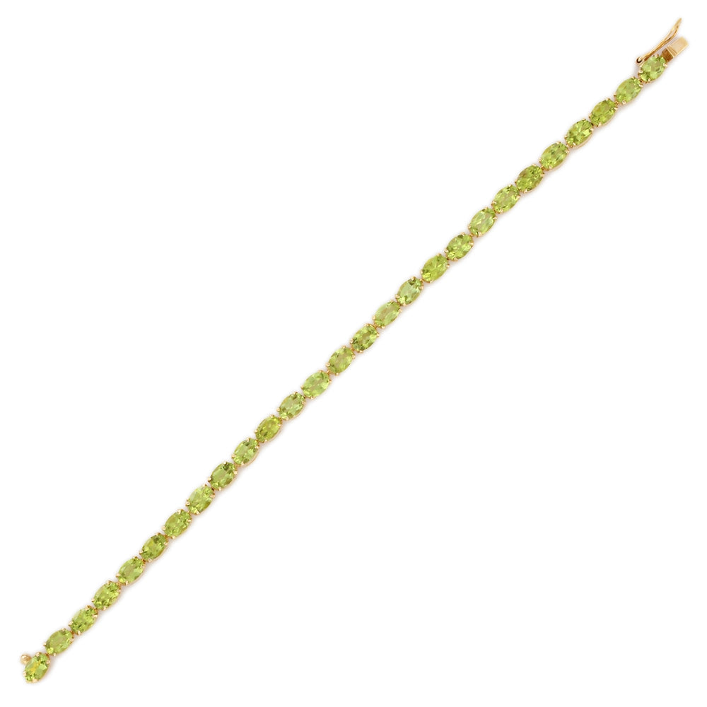 Handmade Jewelry Natural Oval Shape Peridot 18K Solid Yellow Gold Gemstone Bracelet