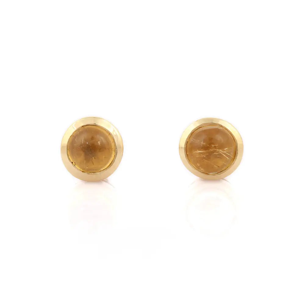 Best Selling Product Natural Citrine 14K Solid Yellow Gold Gemstone Stud Earring