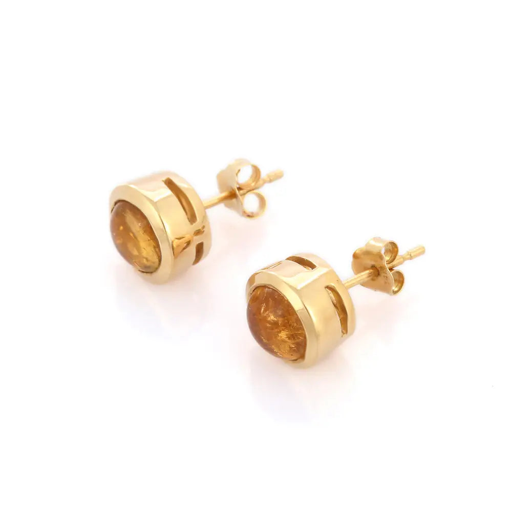 Best Selling Product Natural Citrine 14K Solid Yellow Gold Gemstone Stud Earring