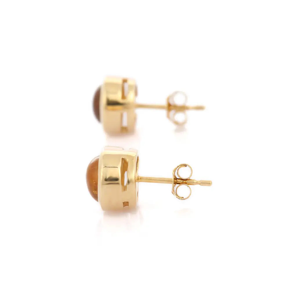 Best Selling Product Natural Citrine 14K Solid Yellow Gold Gemstone Stud Earring