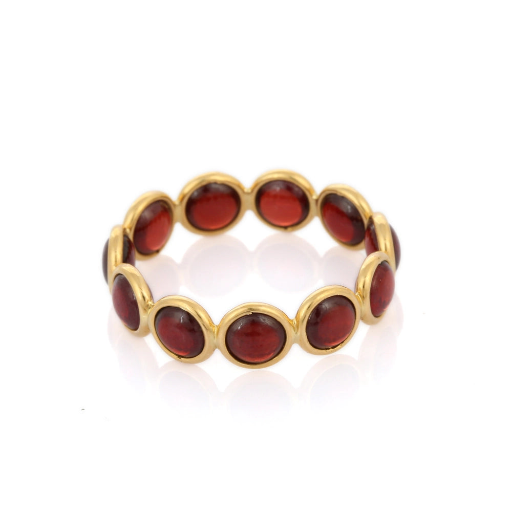 Bulk Jewelry Natural Garnet Round Shape 18K Solid Yellow Gold Eternity Band Ring