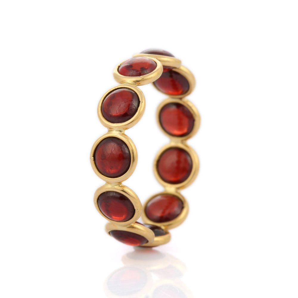 Bulk Jewelry Natural Garnet Round Shape 18K Solid Yellow Gold Eternity Band Ring