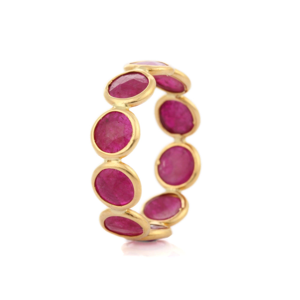 Customization Jewelry 18K Solid Yellow Gold Natural Ruby Full Eternity Band Ring