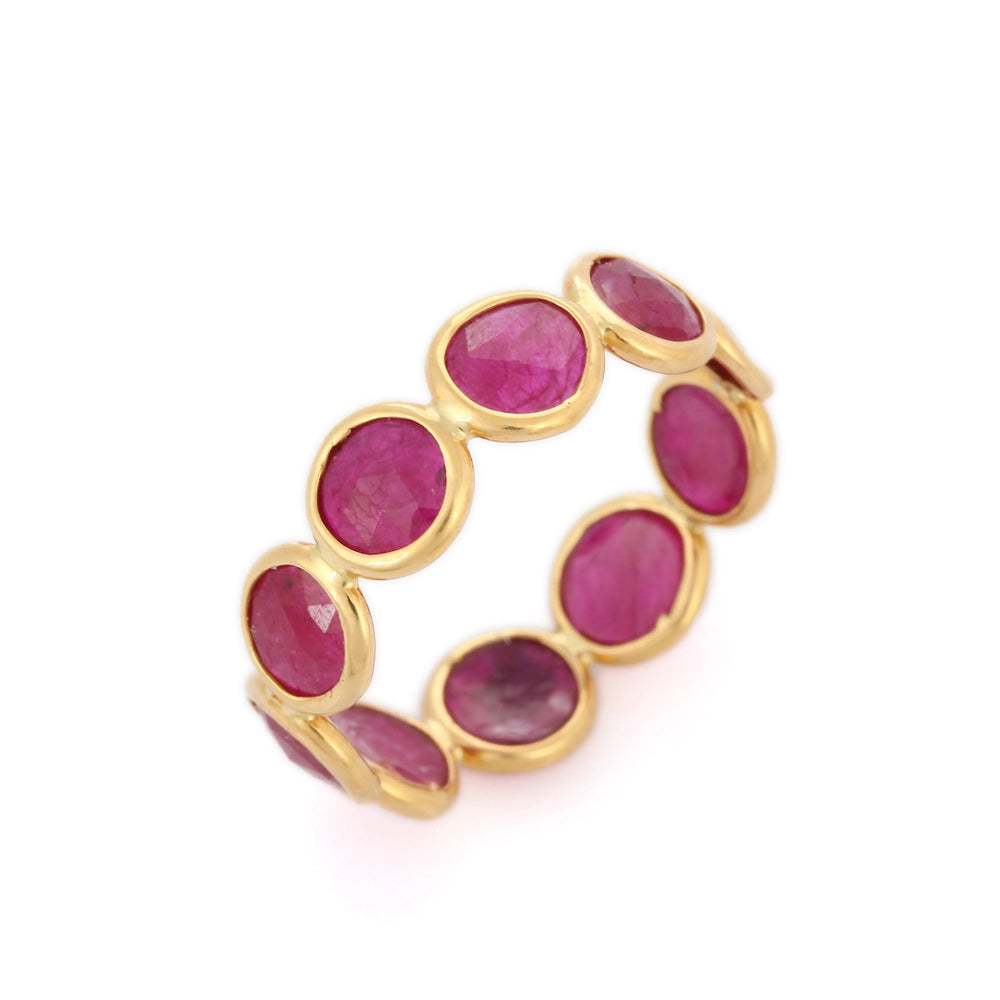 Customization Jewelry 18K Solid Yellow Gold Natural Ruby Full Eternity Band Ring