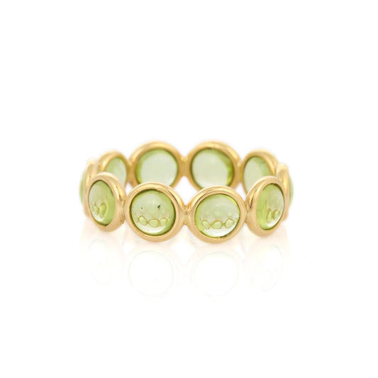 Wholesale Jewelry 100% Authentic Peridot Full Eternity Band 18K Yellow Gold Ring