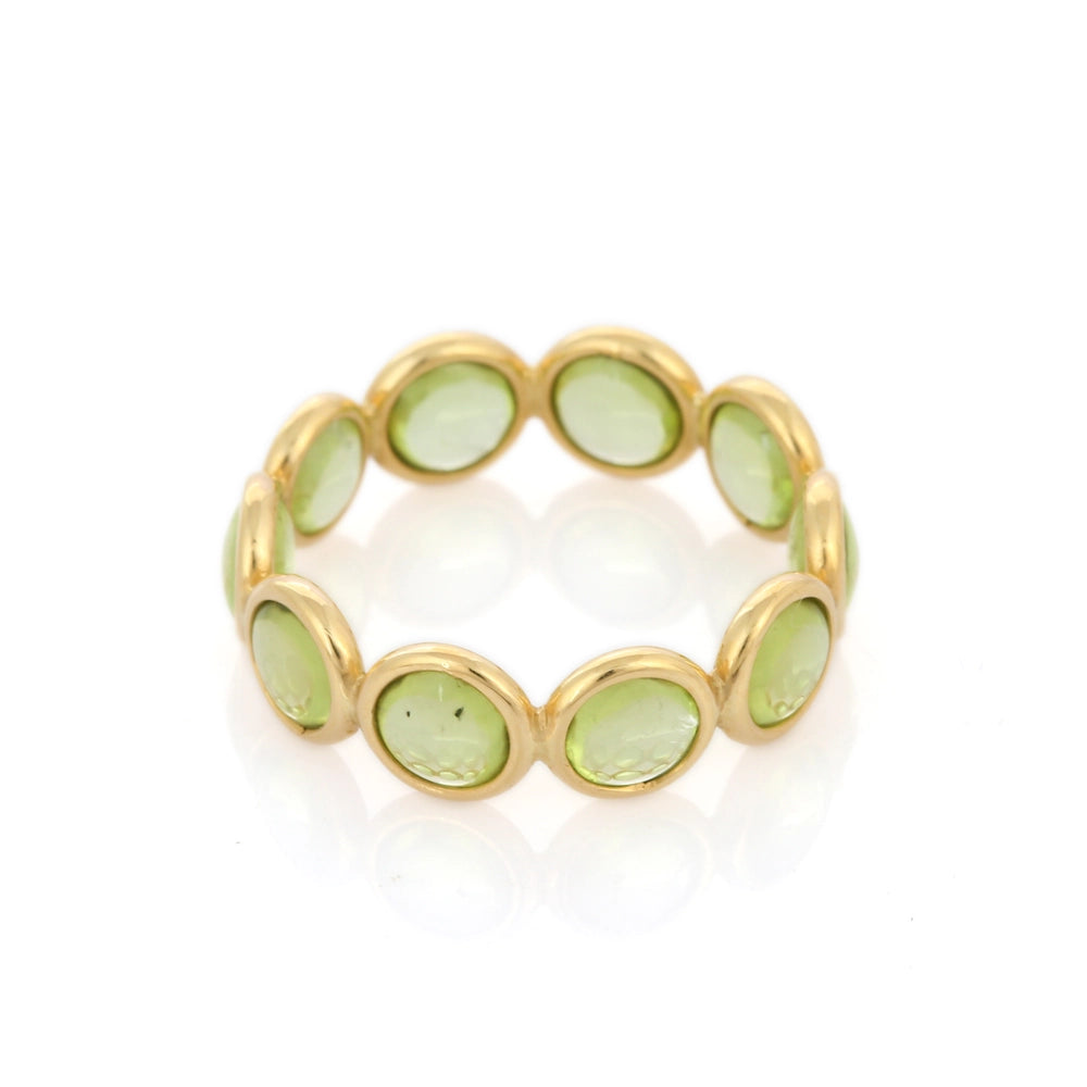 Wholesale Jewelry 100% Authentic Peridot Full Eternity Band 18K Yellow Gold Ring