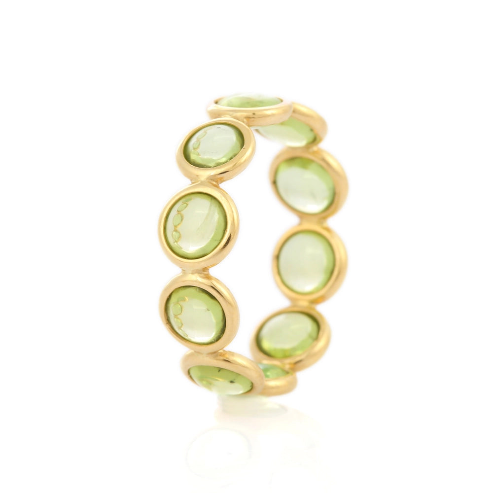 Wholesale Jewelry 100% Authentic Peridot Full Eternity Band 18K Yellow Gold Ring