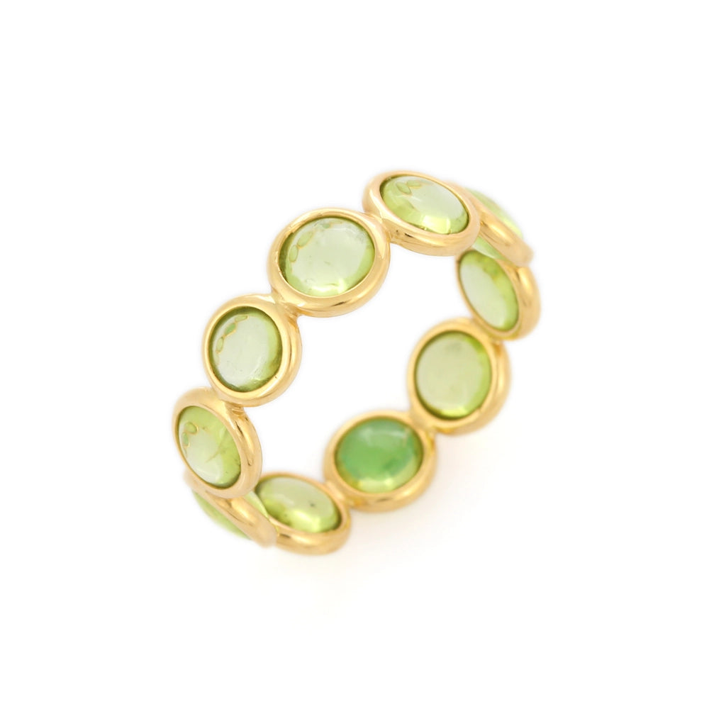 Wholesale Jewelry 100% Authentic Peridot Full Eternity Band 18K Yellow Gold Ring