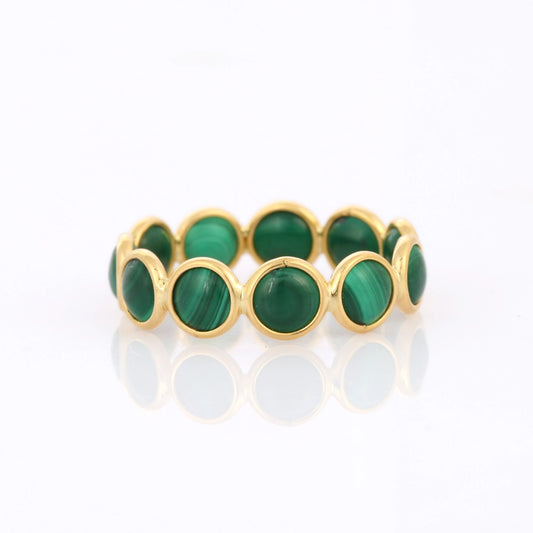 Best Selling Product 18K Yellow Gold Natural Malachite Full Eternity Band Ring