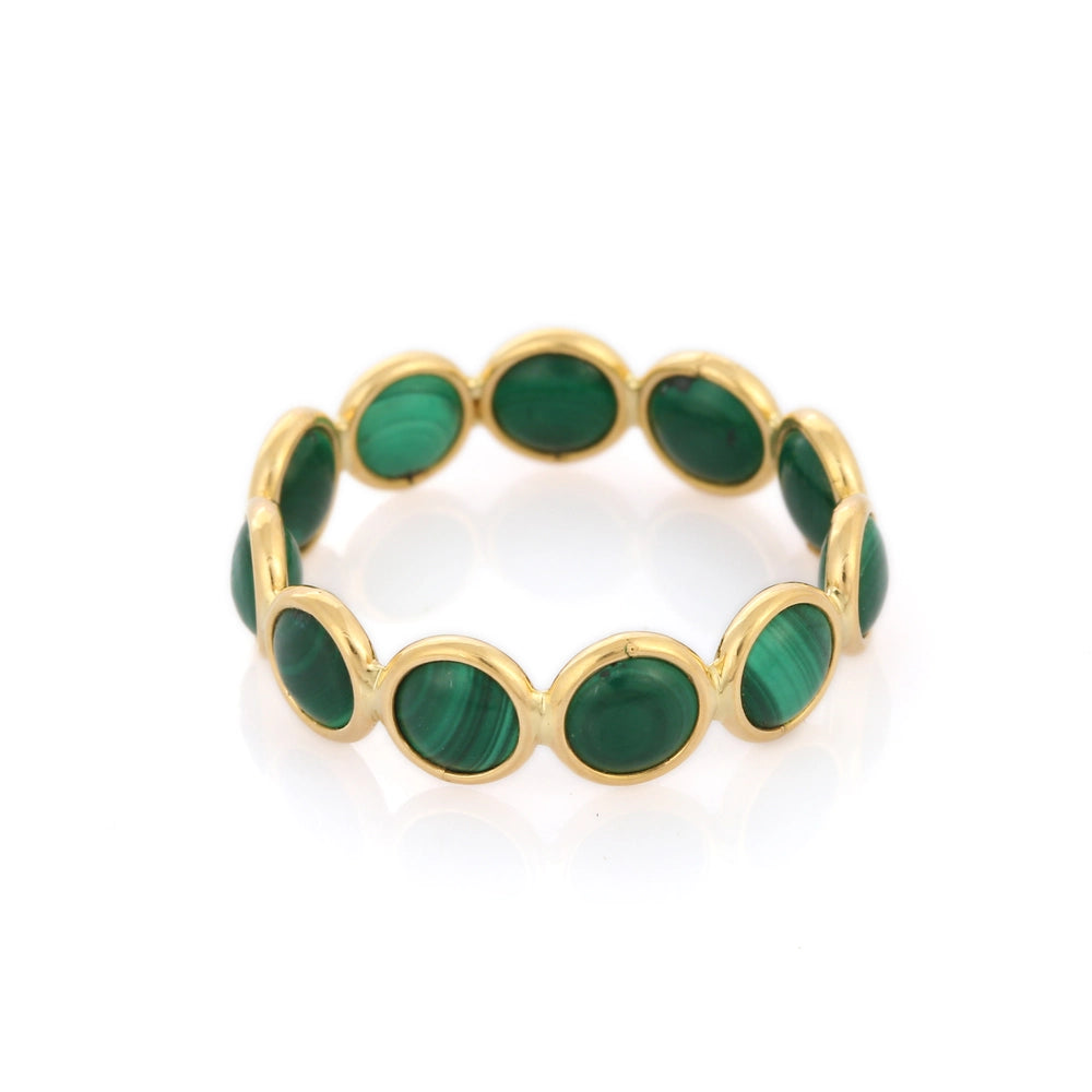 Best Selling Product 18K Yellow Gold Natural Malachite Full Eternity Band Ring