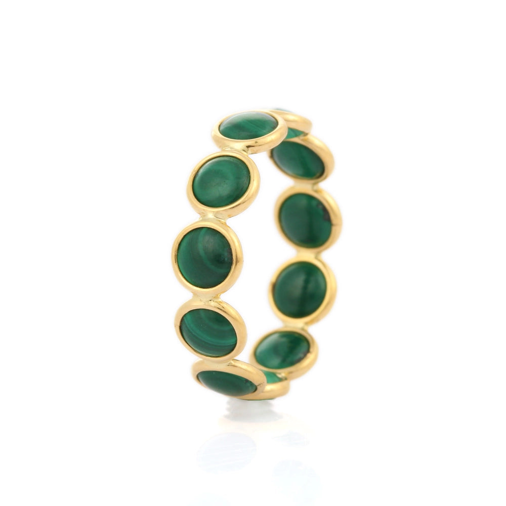 Best Selling Product 18K Yellow Gold Natural Malachite Full Eternity Band Ring