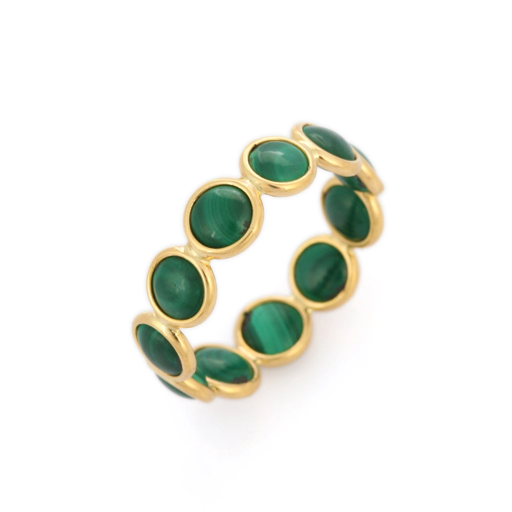 Best Selling Product 18K Yellow Gold Natural Malachite Full Eternity Band Ring