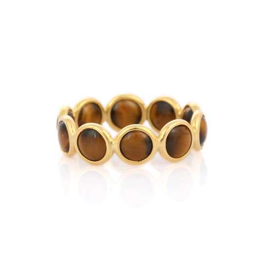 Best Selling Product 18K Yellow Gold Tiger Eye Full Eternity Band Promise Ring