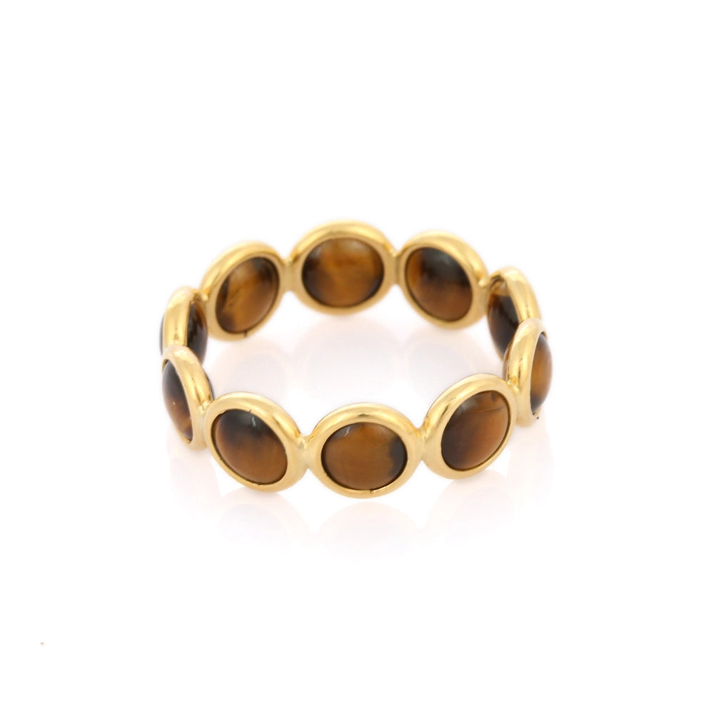 Best Selling Product 18K Yellow Gold Tiger Eye Full Eternity Band Promise Ring