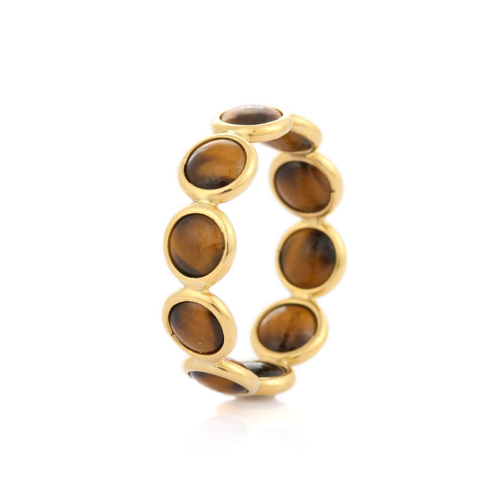 Best Selling Product 18K Yellow Gold Tiger Eye Full Eternity Band Promise Ring