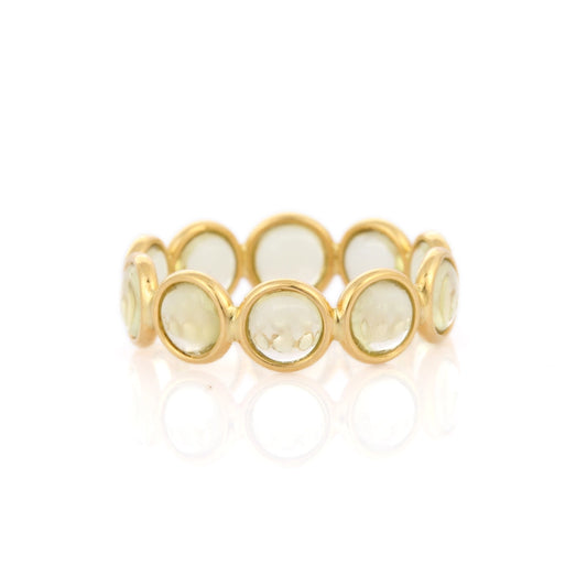 Trending Jewelry 18K Solid Yellow Gold Natural Lemon Topaz Full Eternity Band Ring