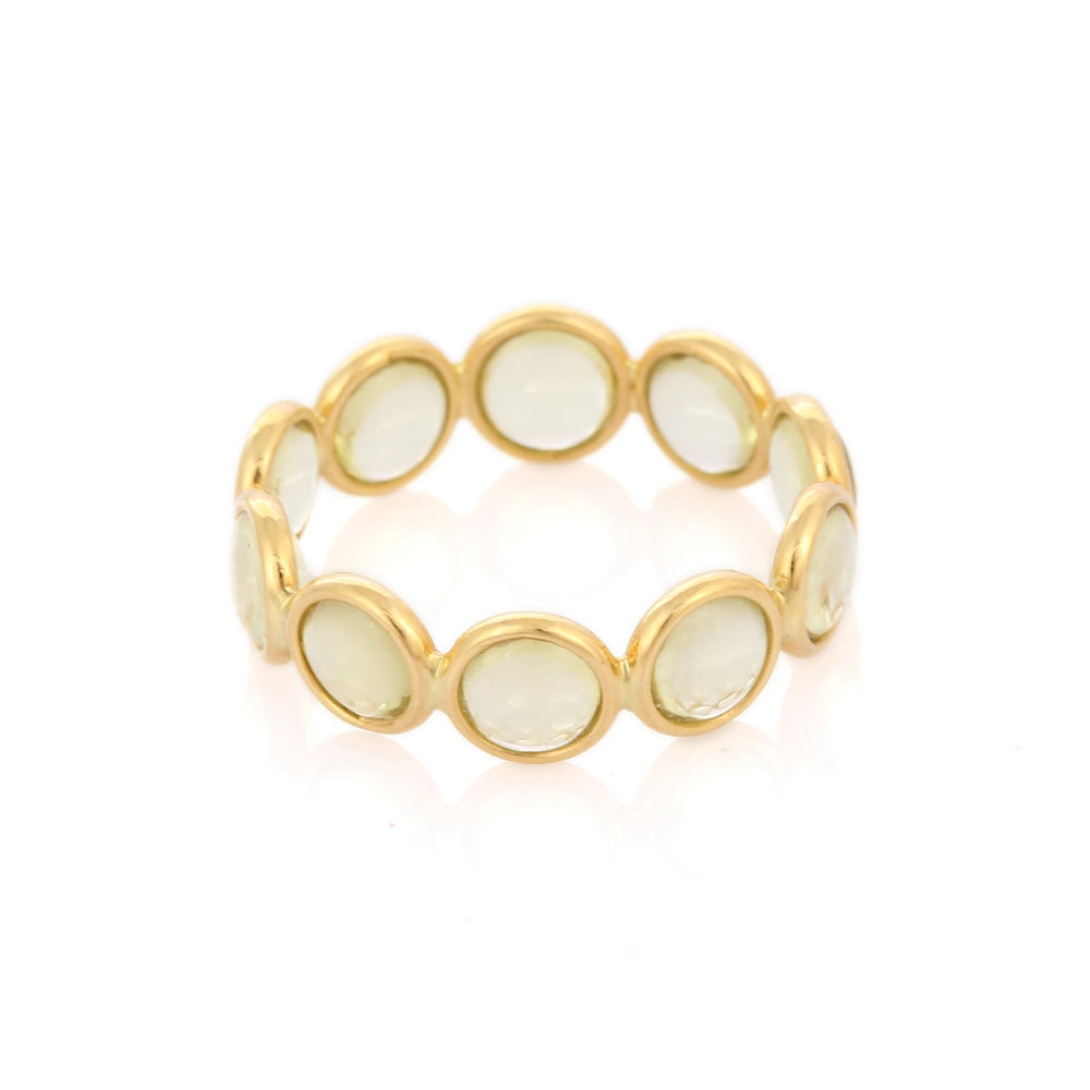 Trending Jewelry 18K Solid Yellow Gold Natural Lemon Topaz Full Eternity Band Ring