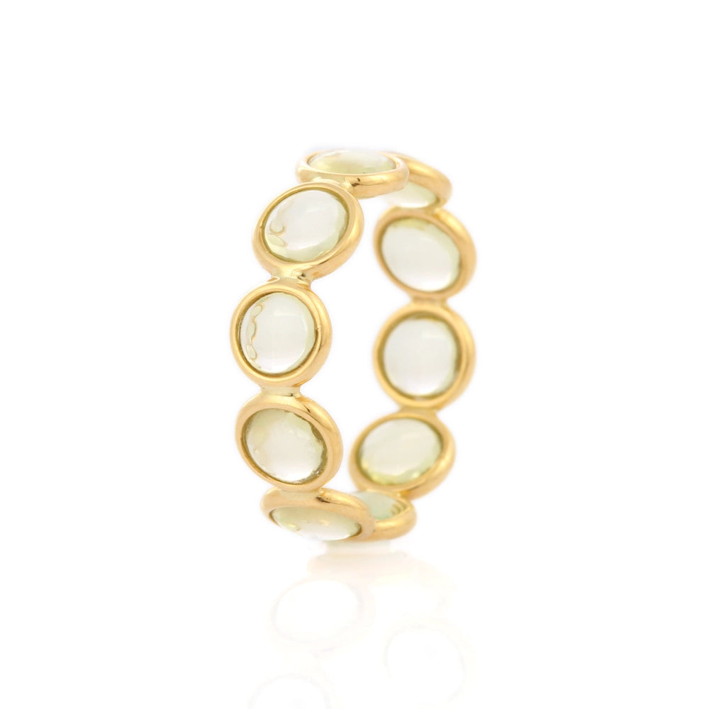 Trending Jewelry 18K Solid Yellow Gold Natural Lemon Topaz Full Eternity Band Ring