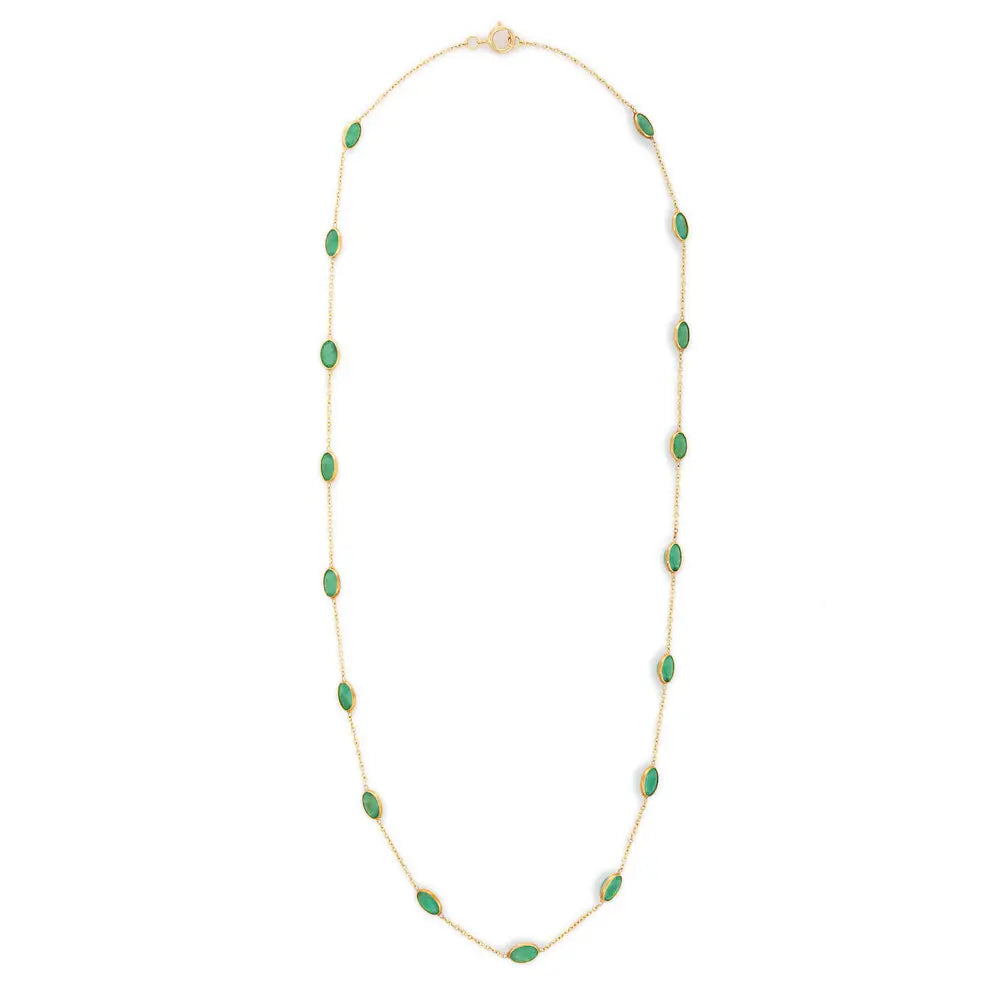 Fashionable Natural Emerald 18K Fine Yellow Gold Minimal Charm Necklace