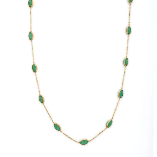 Fashionable Natural Emerald 18K Fine Yellow Gold Minimal Charm Necklace