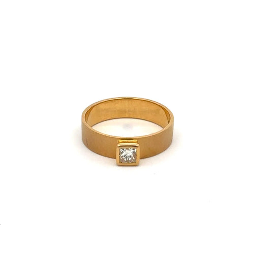 Fashionable Jewelry Natural Diamond 18K Solid Yellow Gold Heavy Gold Solitaire Ring