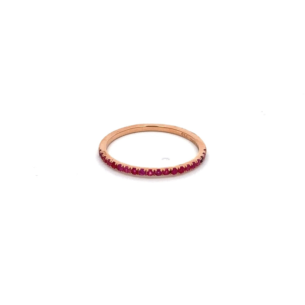 Custom Jewelry Natural Ruby 18K Solid Rose Gold Minimal Eternity Band Ring