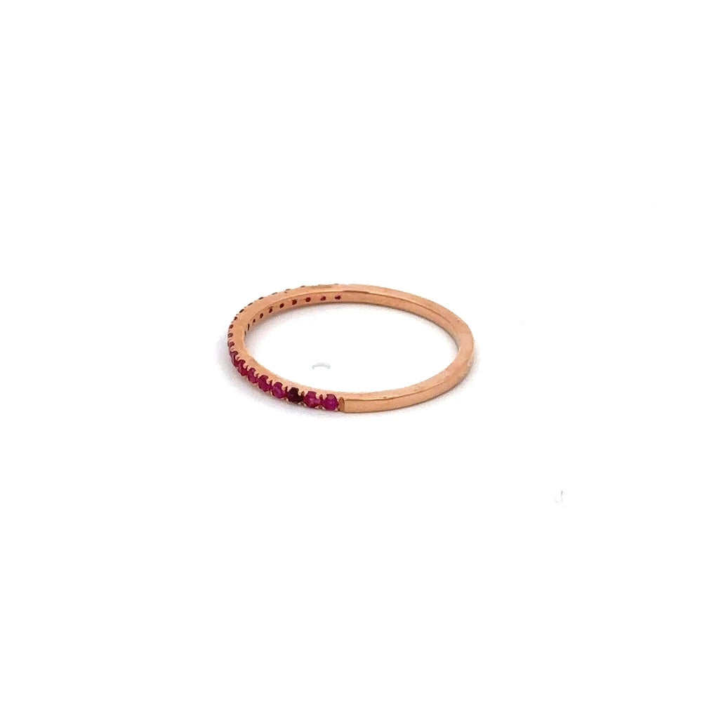 Custom Jewelry Natural Ruby 18K Solid Rose Gold Minimal Eternity Band Ring