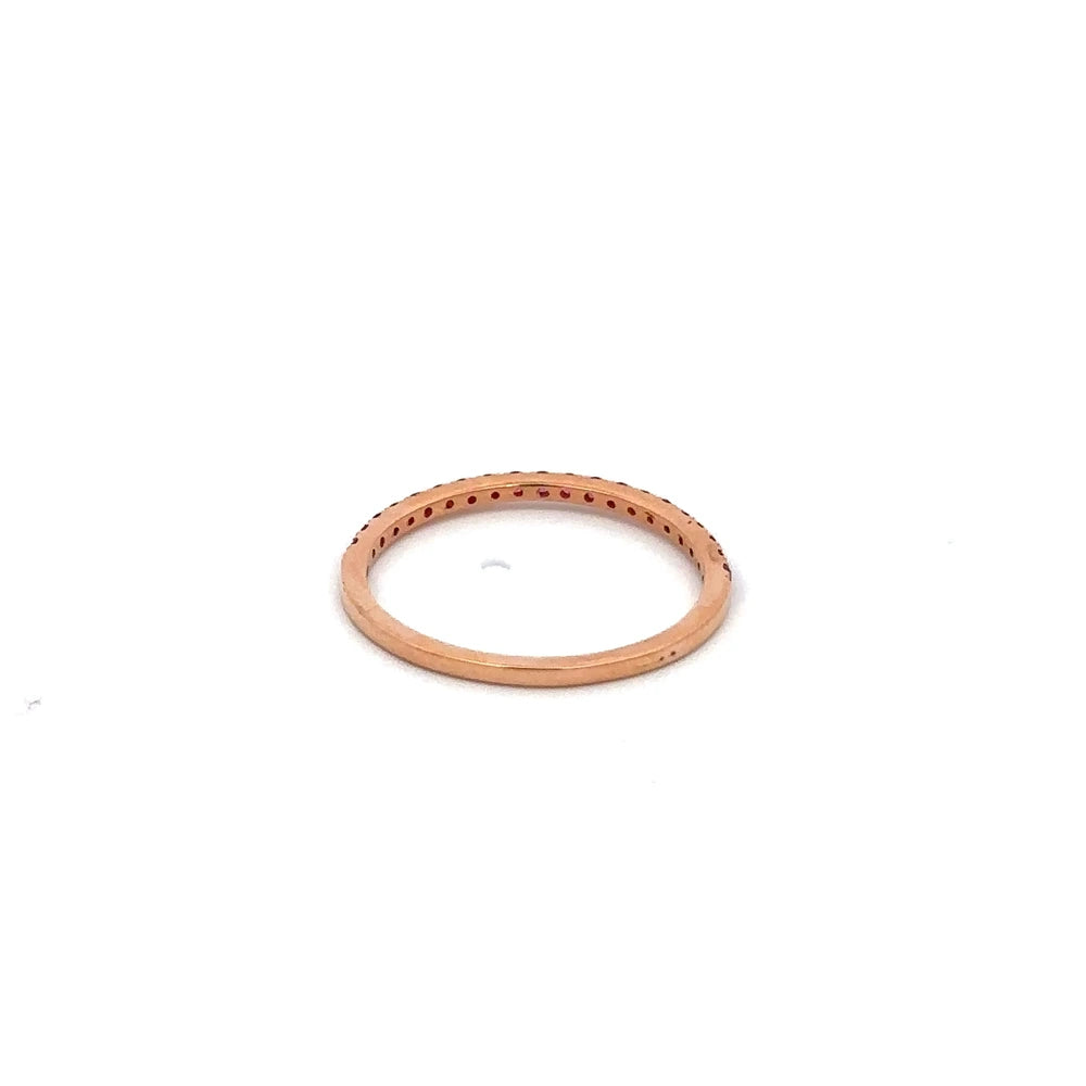 Custom Jewelry Natural Ruby 18K Solid Rose Gold Minimal Eternity Band Ring