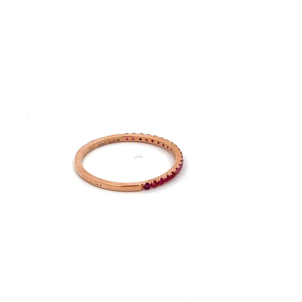 Custom Jewelry Natural Ruby 18K Solid Rose Gold Minimal Eternity Band Ring