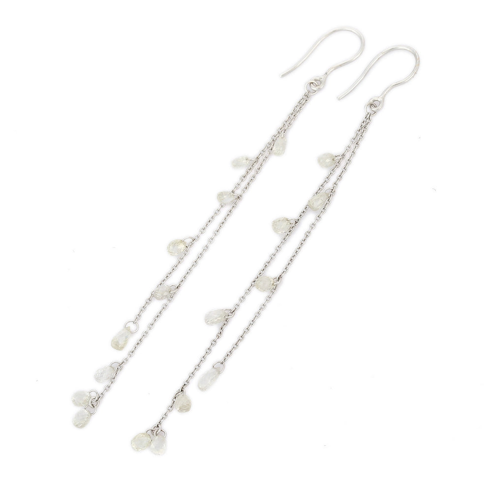 Customization Jewelry 18K Solid White Gold Natural Diamond Long Chain Dangle Earring