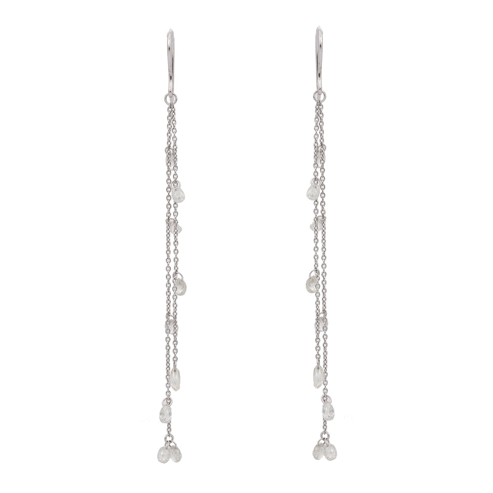 Customization Jewelry 18K Solid White Gold Natural Diamond Long Chain Dangle Earring